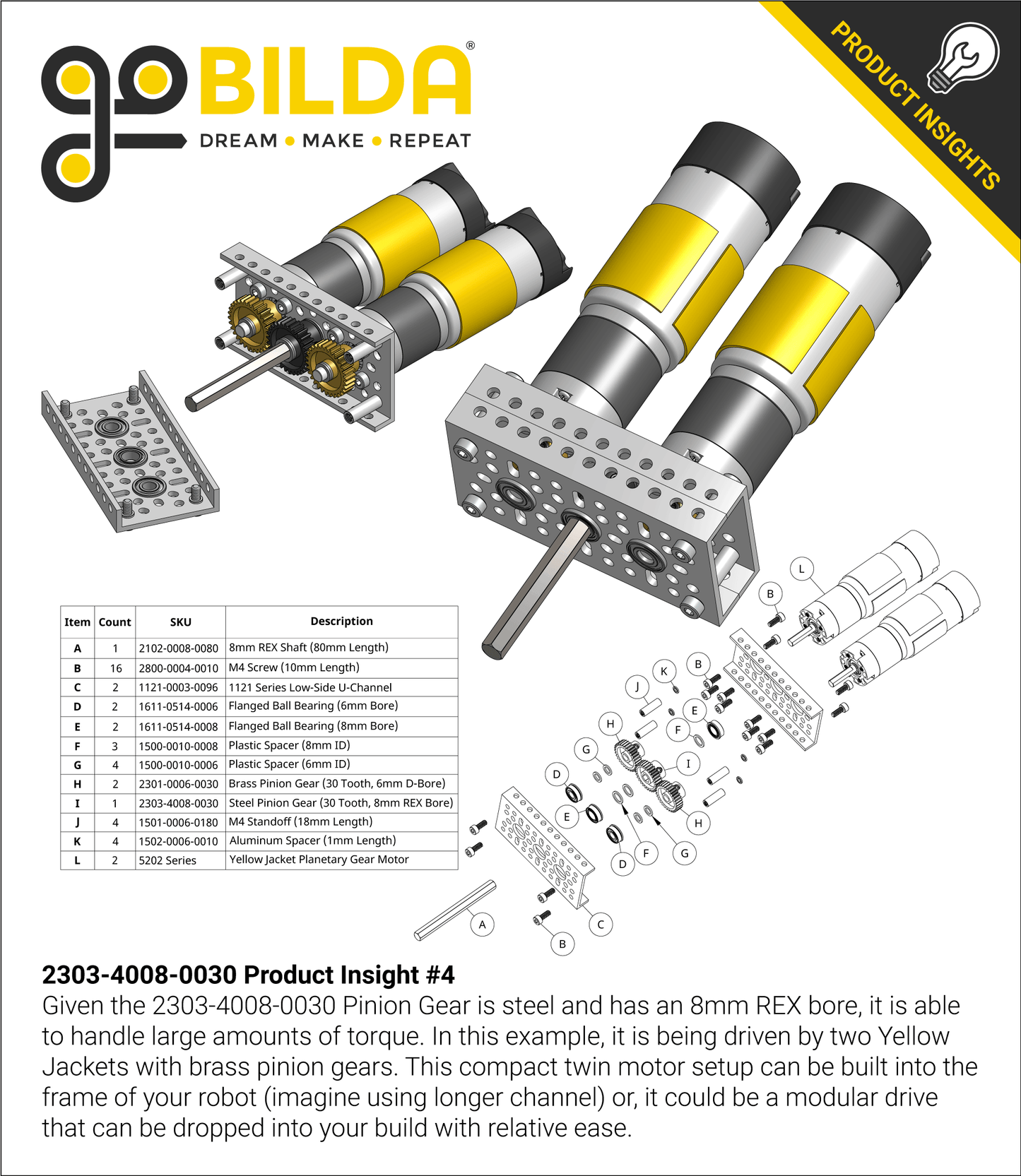 2303 Series Steel, MOD 0.8 Pinion Gear (8mm REX™ Bore, 30 Tooth)