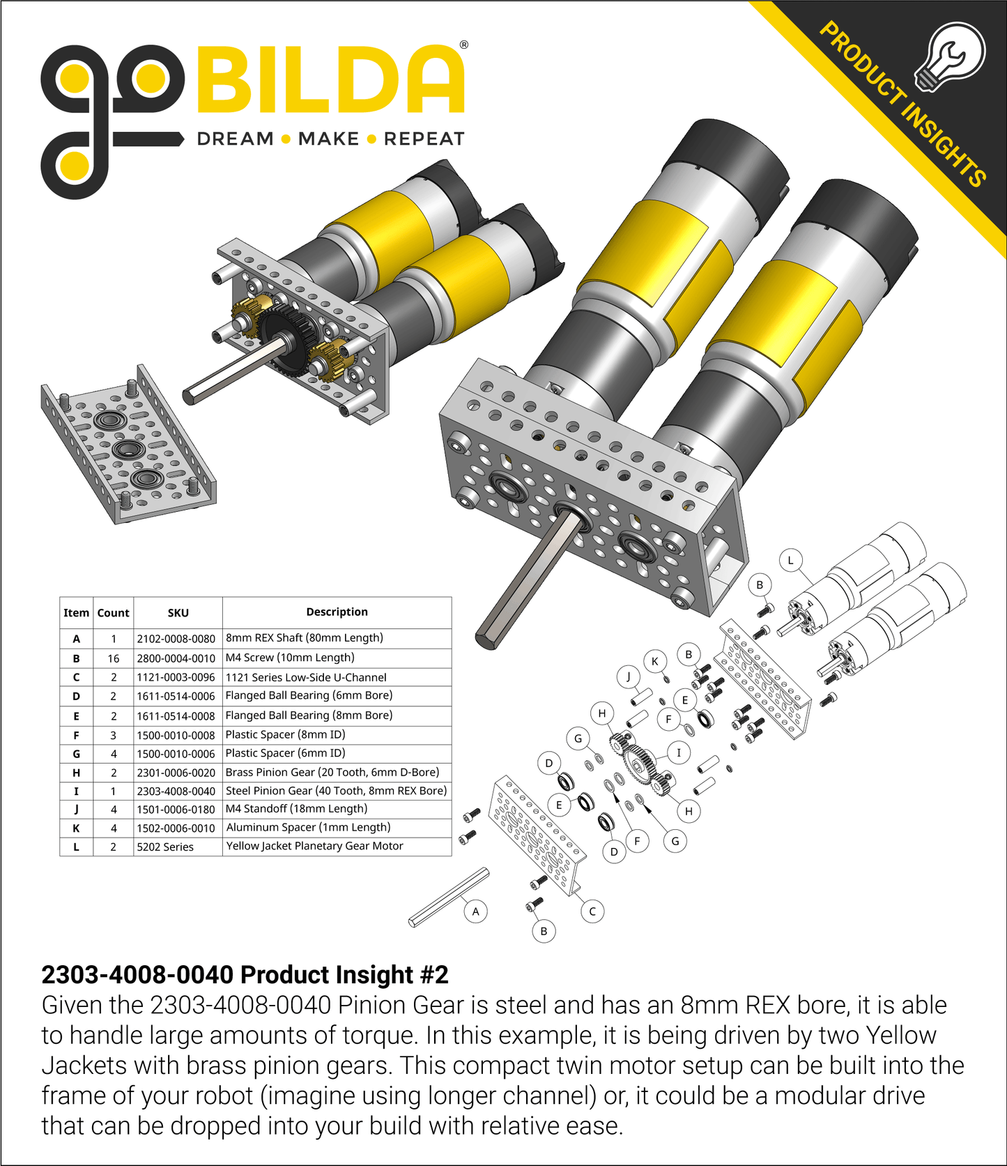 2303 Series Steel, MOD 0.8 Pinion Gear (8mm REX™ Bore, 40 Tooth)