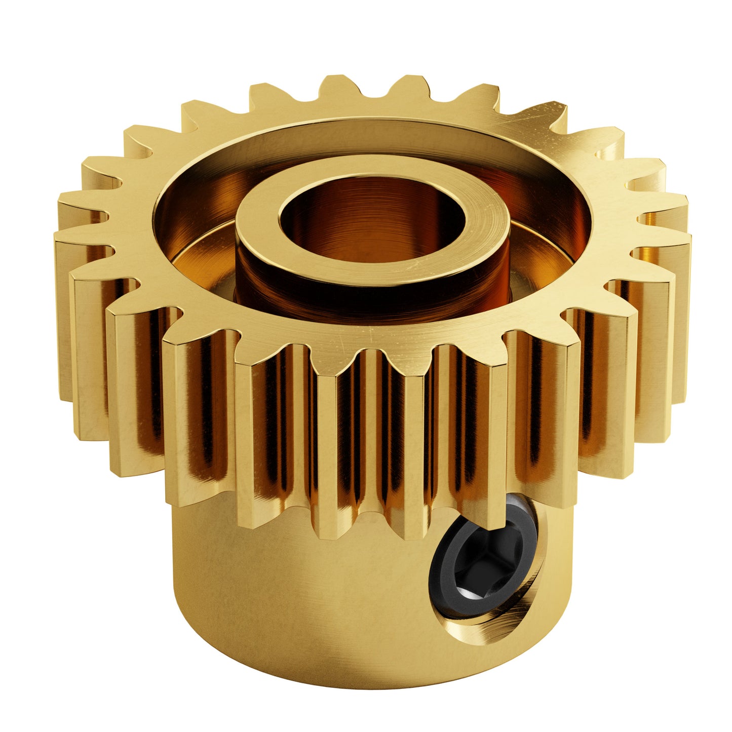 2304-0006-0024 - 2304 Series Brass, MOD 0.8, Round Bore, Set Screw Pinion Gear (6mm Bore, 24 Tooth)