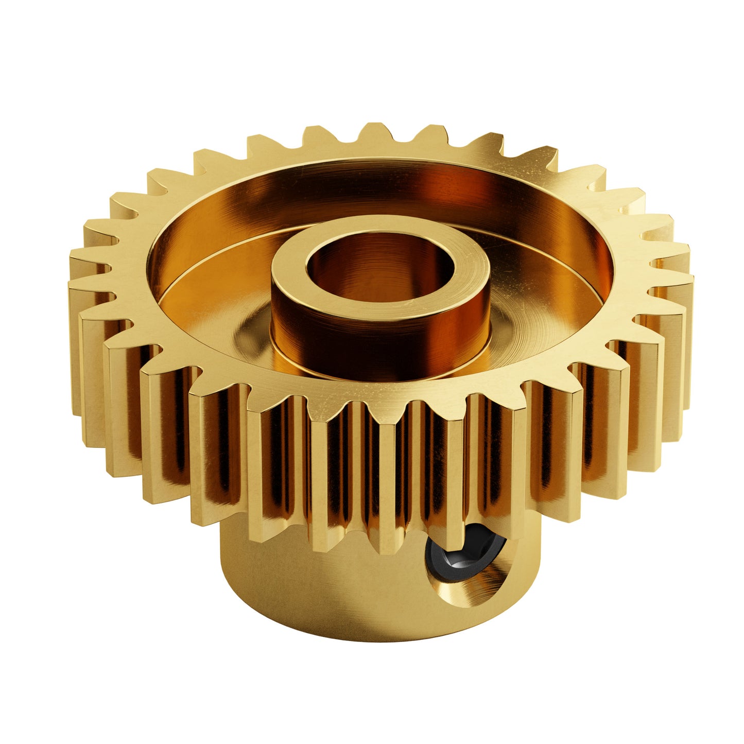 2304-0006-0030 - 2304 Series Brass, MOD 0.8, Round Bore, Set Screw Pinion Gear (6mm Bore, 30 Tooth)