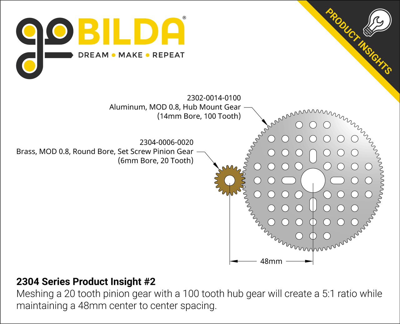 2304 Series Brass, MOD 0.8 Pinion Gear (6mm Bore, 20 Tooth)