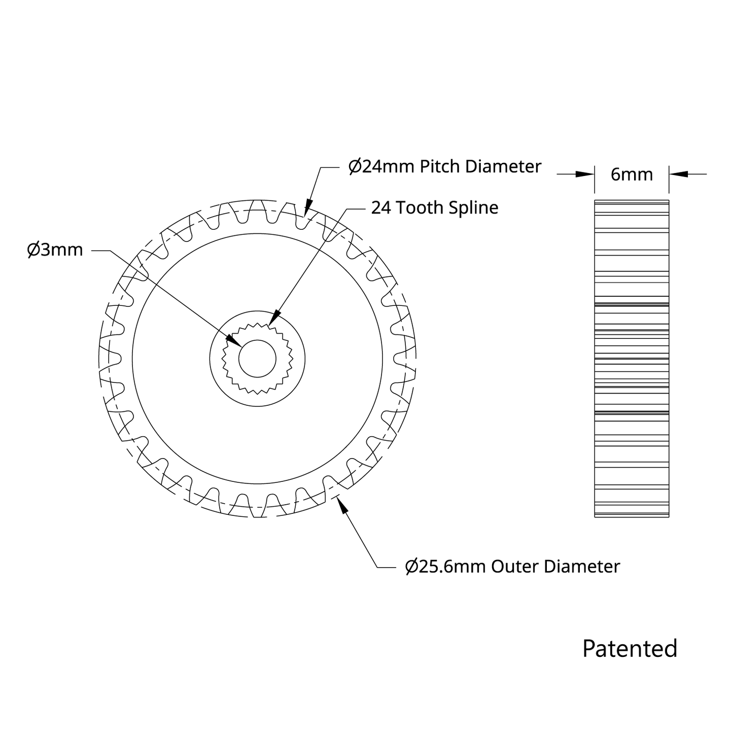 2305 Series Brass, MOD 0.8, Servo Gear (24 Tooth Spline, 30 Tooth)