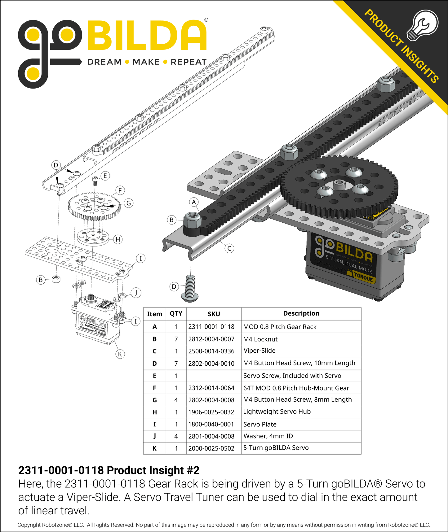 Acetal MOD 0.8 Gear Rack (118 Tooth, 41 Hole)