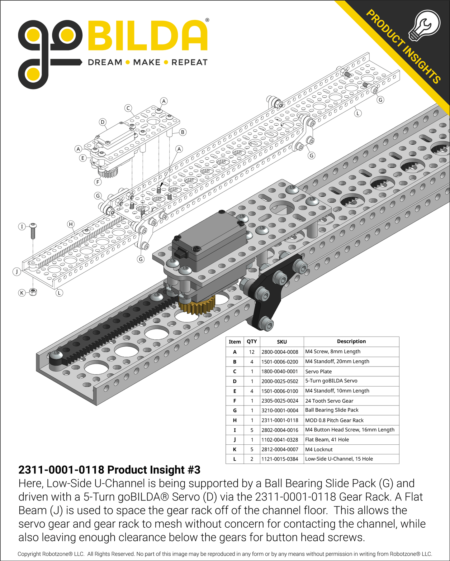 Acetal MOD 0.8 Gear Rack (118 Tooth, 41 Hole)