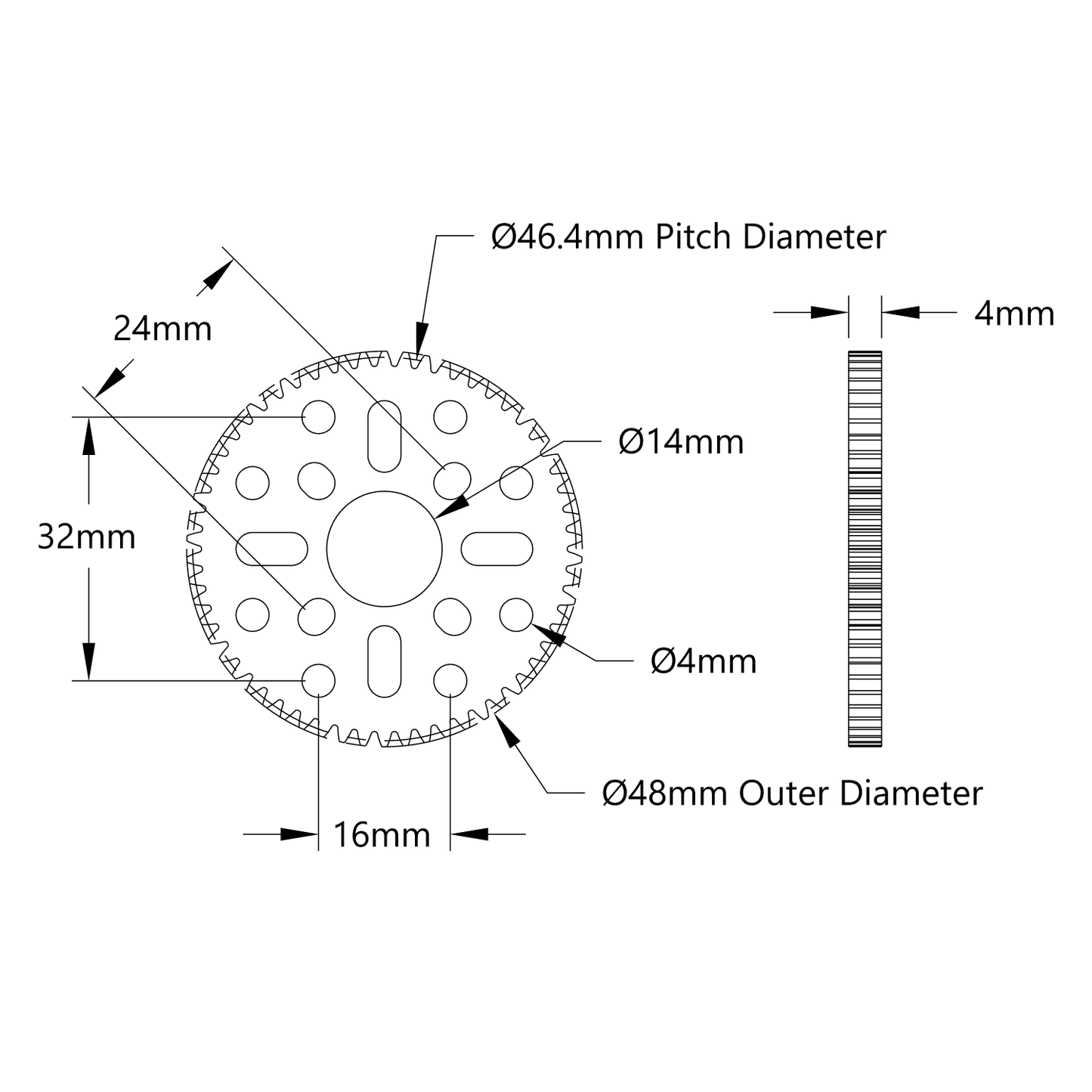 58 Tooth Hub-Mount Gear (MOD 0.8, 4mm Thick Acetal)