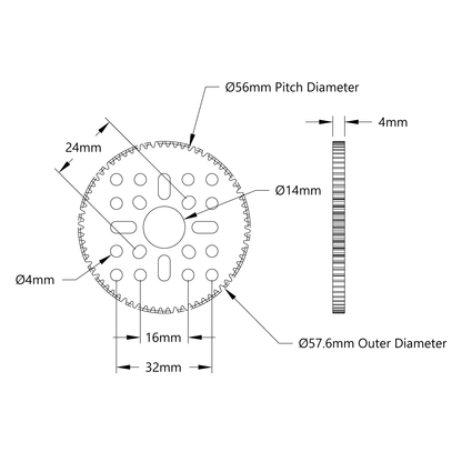 70 Tooth Hub-Mount Gear (MOD 0.8, 4mm Thick Acetal)