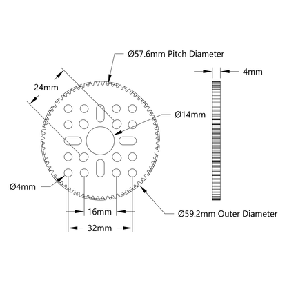 72 Tooth Hub-Mount Gear (MOD 0.8, 4mm Thick Acetal)