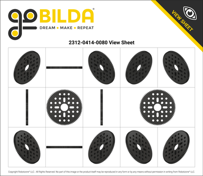 80 Tooth Hub-Mount Gear (MOD 0.8, 4mm Thick Acetal)