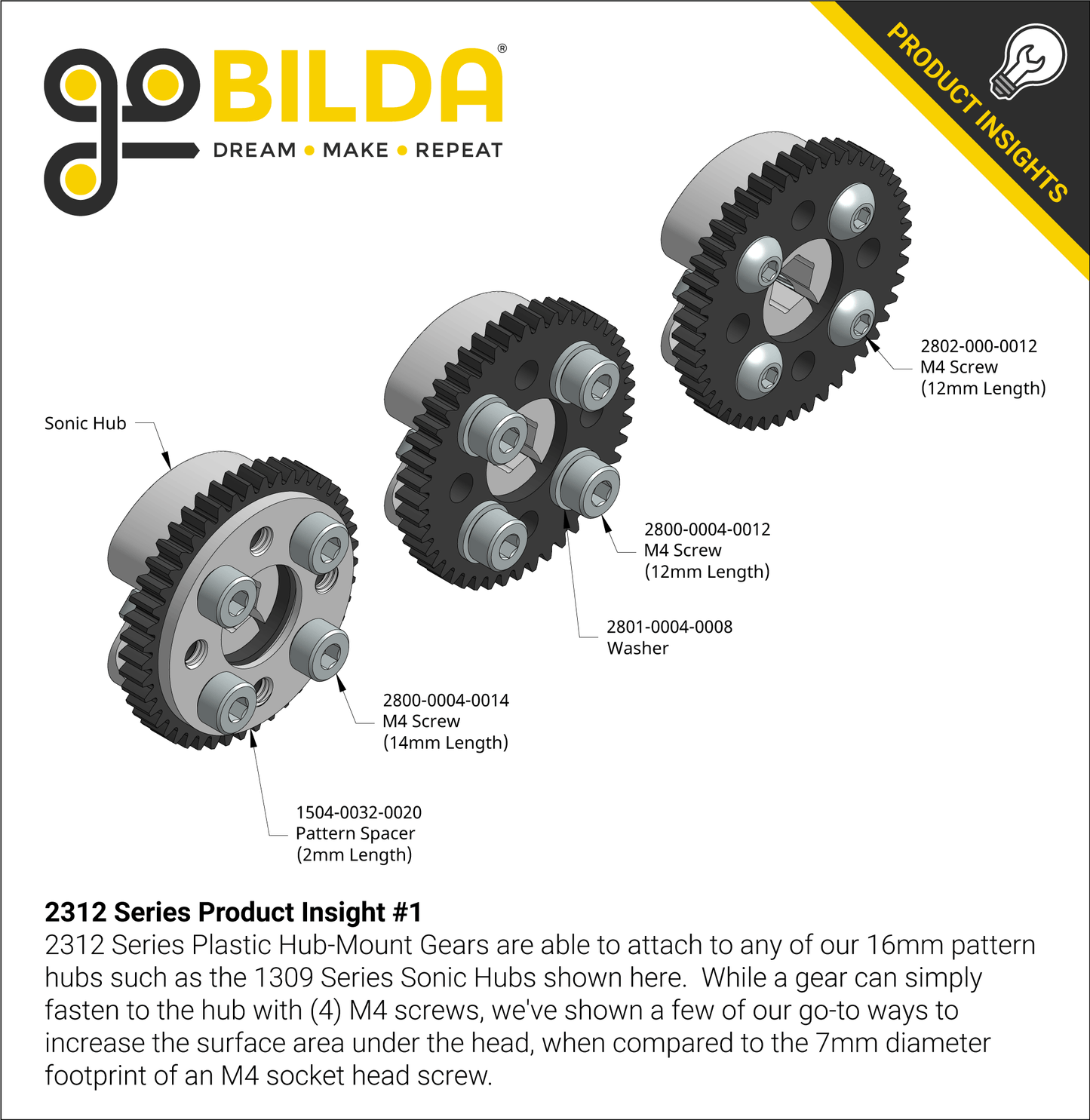 70 Tooth Hub-Mount Gear (MOD 0.8, 4mm Thick Acetal)