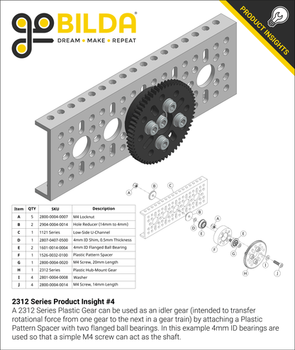 80 Tooth Hub-Mount Gear (MOD 0.8, 4mm Thick Acetal)