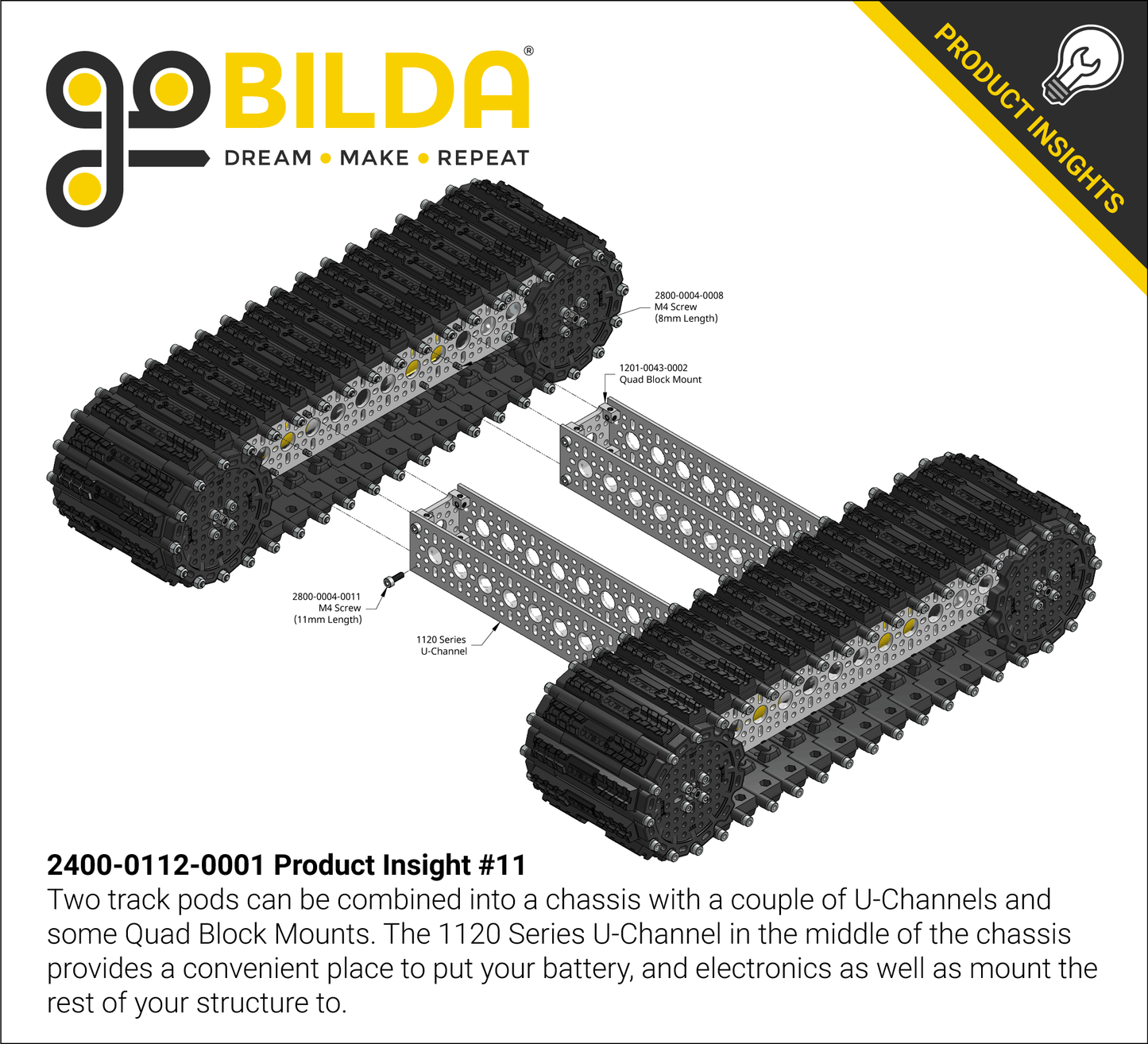 Badlands Tank Track (24mm Pitch, 112mm Width, Rubber Tread) - 6 Pack