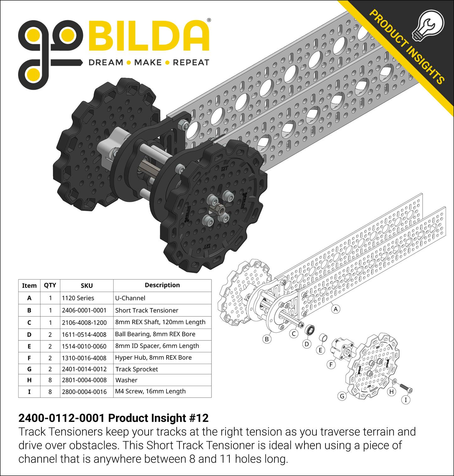 Badlands Tank Track (24mm Pitch, 112mm Width, Rubber Tread) - 6 Pack