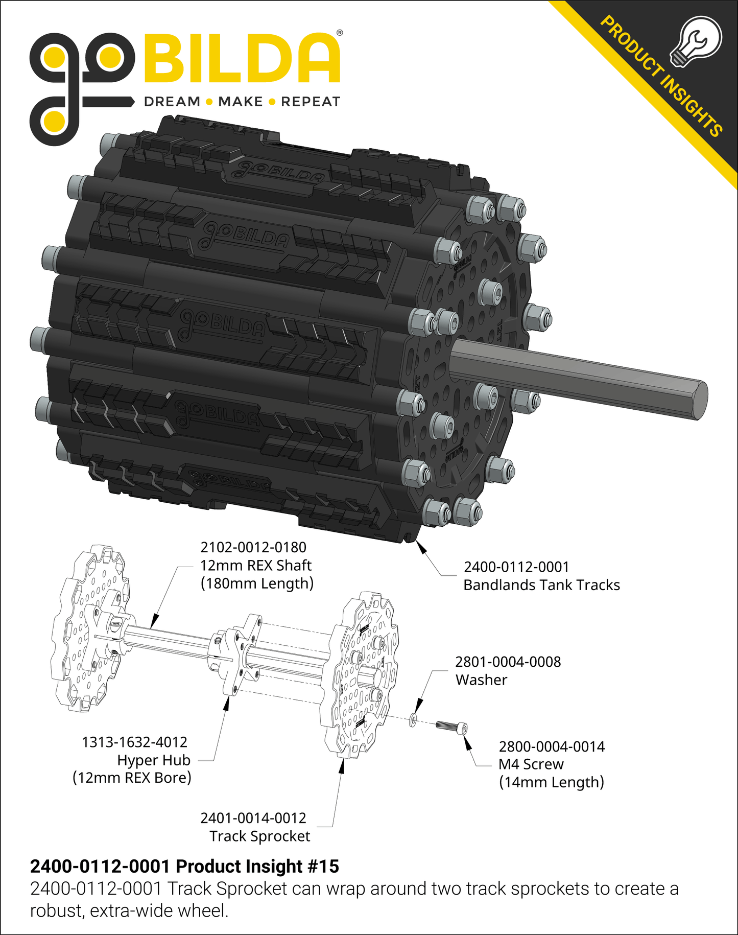 Badlands Tank Track (24mm Pitch, 112mm Width, Rubber Tread) - 6 Pack