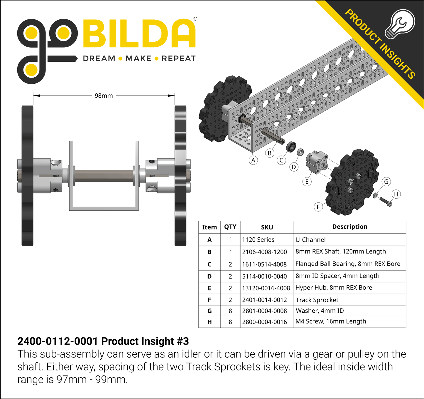 Badlands Tank Track (24mm Pitch, 112mm Width, Rubber Tread) - 6 Pack