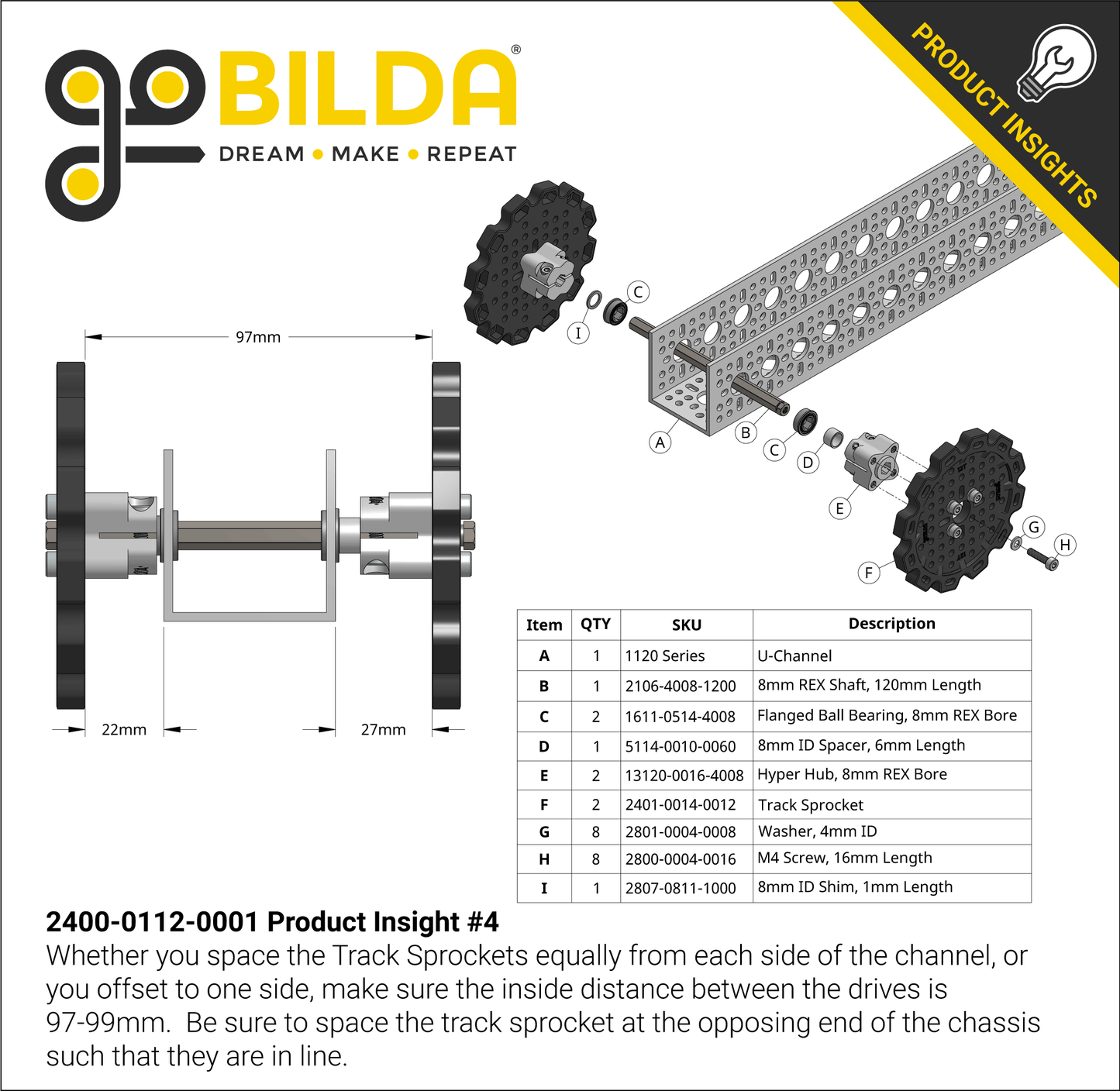 Badlands Tank Track (24mm Pitch, 112mm Width, Rubber Tread) - 6 Pack