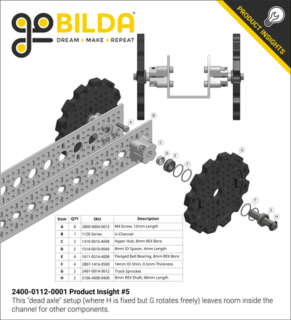 Badlands Tank Track (24mm Pitch, 112mm Width, Rubber Tread) - 6 Pack