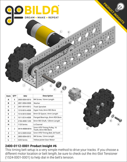 Badlands Tank Track (24mm Pitch, 112mm Width, Rubber Tread) - 6 Pack