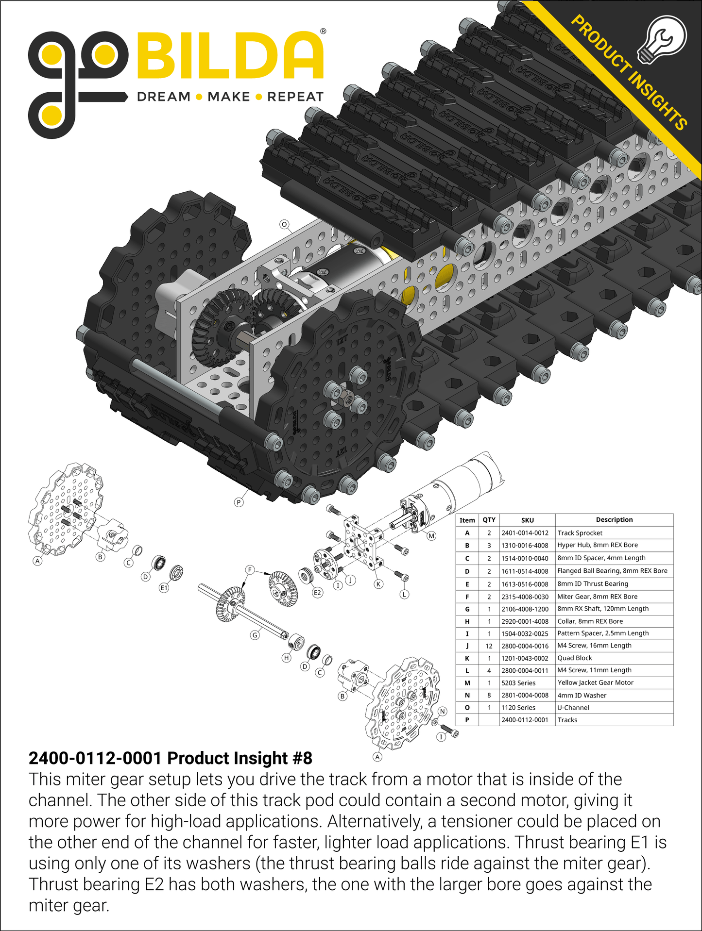 Badlands Tank Track (24mm Pitch, 112mm Width, Rubber Tread) - 6 Pack