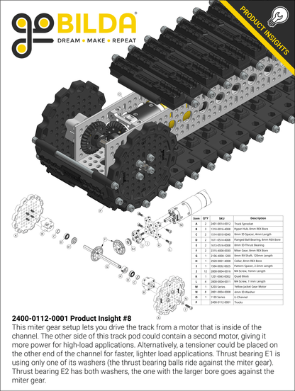 Badlands Tank Track (24mm Pitch, 112mm Width, Rubber Tread) - 6 Pack