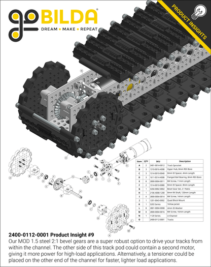 Badlands Tank Track (24mm Pitch, 112mm Width, Rubber Tread) - 6 Pack