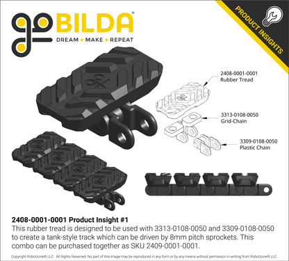 Rubber Tread for 3313 Series Grid-Chain (50A Durometer) - 50 Pack