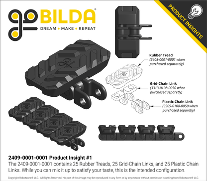 Tumbleweed Tank Track (800mm Length, 50A Durometer Treads)