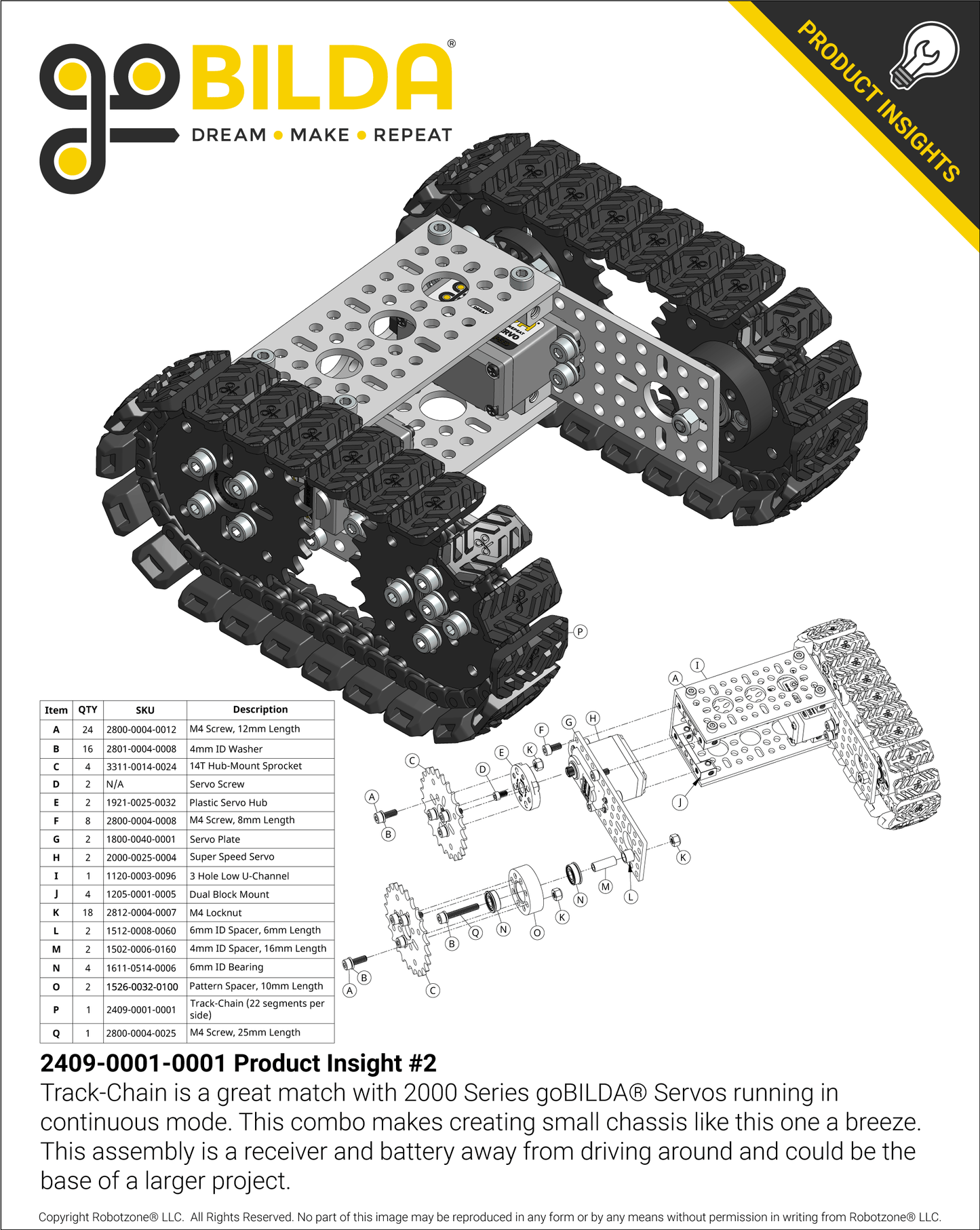 Tumbleweed Tank Track (800mm Length, 50A Durometer Treads)