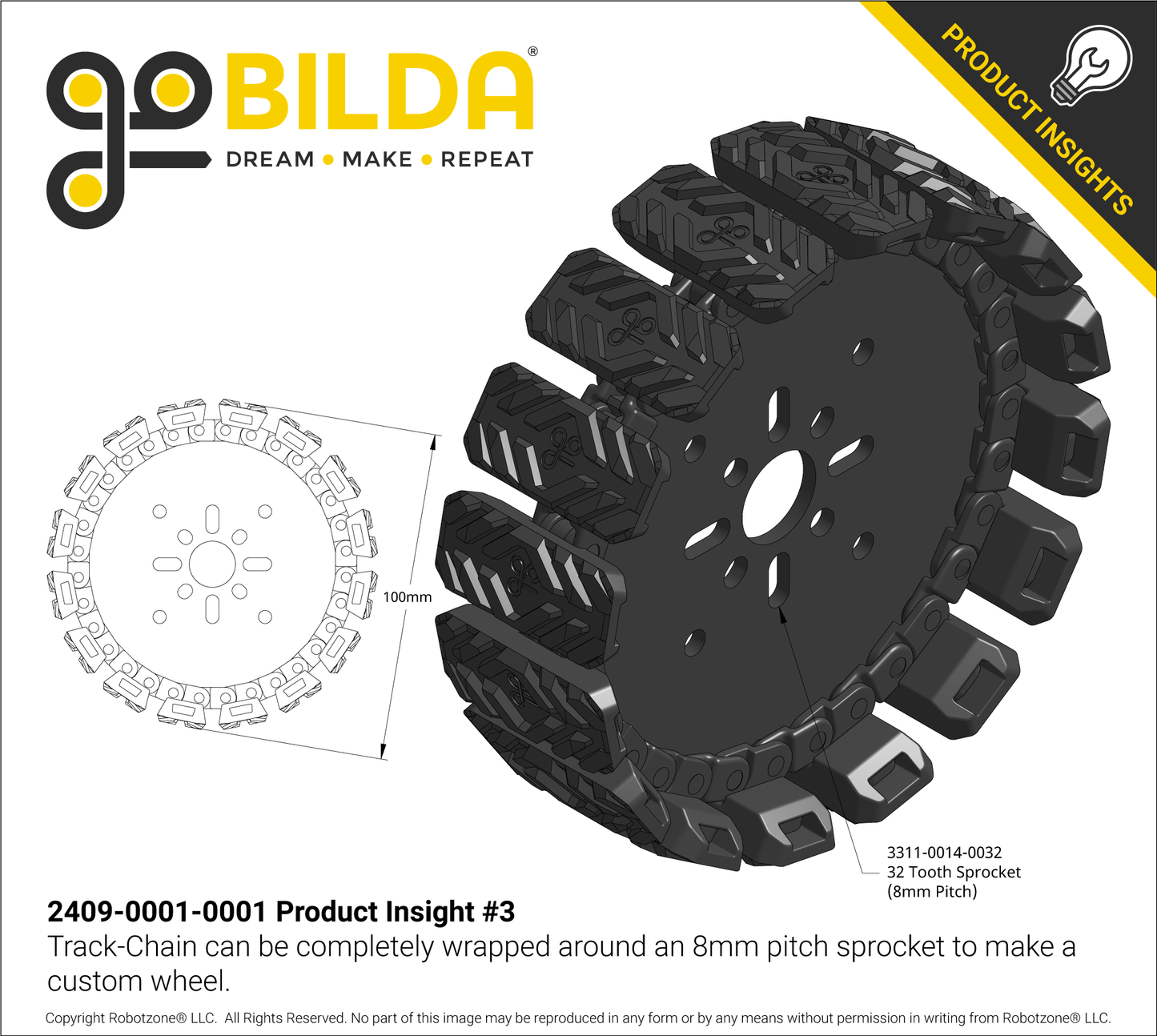 Tumbleweed Tank Track (800mm Length, 50A Durometer Treads)