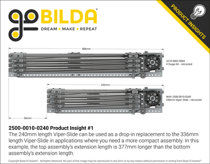 Steel Viper-Slide (10-Ball Carriage, 240mm Length, 174mm Travel)