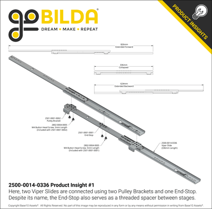 Steel Viper-Slide (14-Ball Carriage, 336mm Length, 244mm Travel)