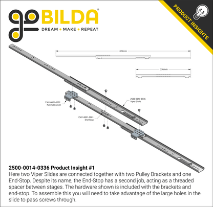 Steel Viper-Slide (14-Ball Carriage, 336mm Length, 244mm Travel)