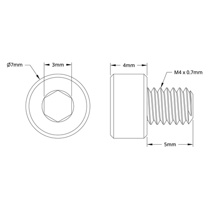 M4 x 0.7mm Zinc-Plated Socket Head Screw (5mm Length) - 25 Pack