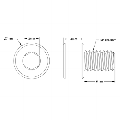 M4 x 0.7mm Zinc-Plated Socket Head Screw (6mm Length) - 250 Pack