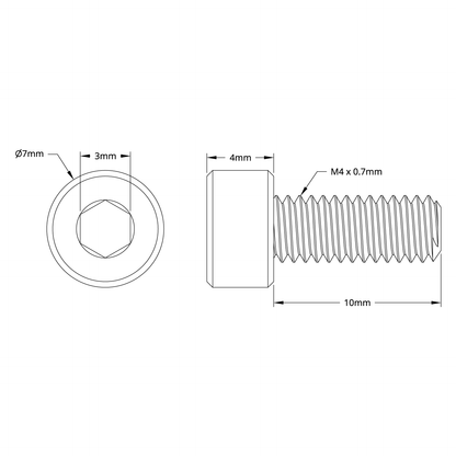 M4 x 0.7mm Zinc-Plated Socket Head Screw (10mm Length) - 25 Pack