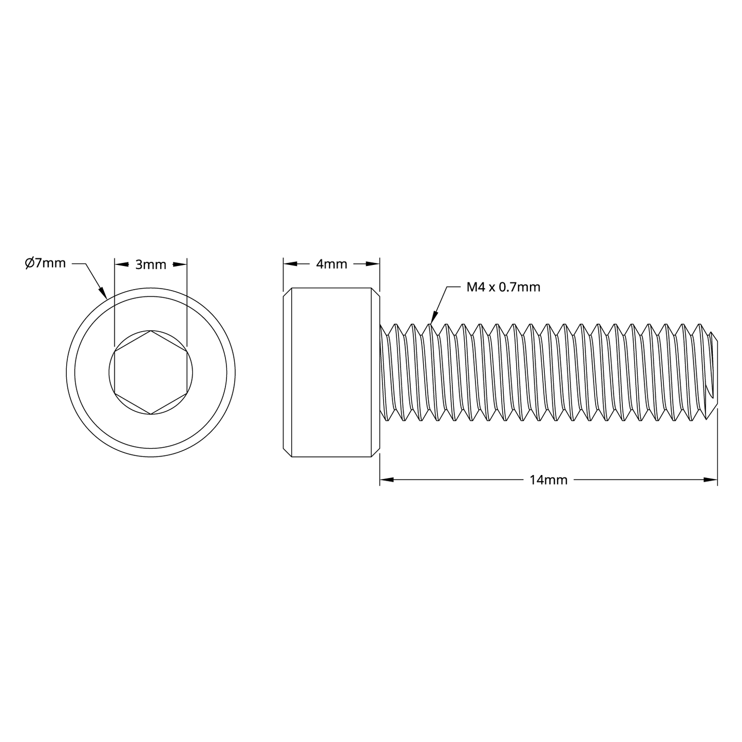 M4 x 0.7mm Zinc-Plated Socket Head Screw (14mm Length) - 250 Pack