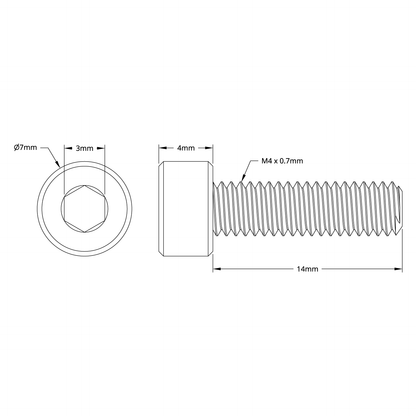 M4 x 0.7mm Zinc-Plated Socket Head Screw (14mm Length) - 25 Pack