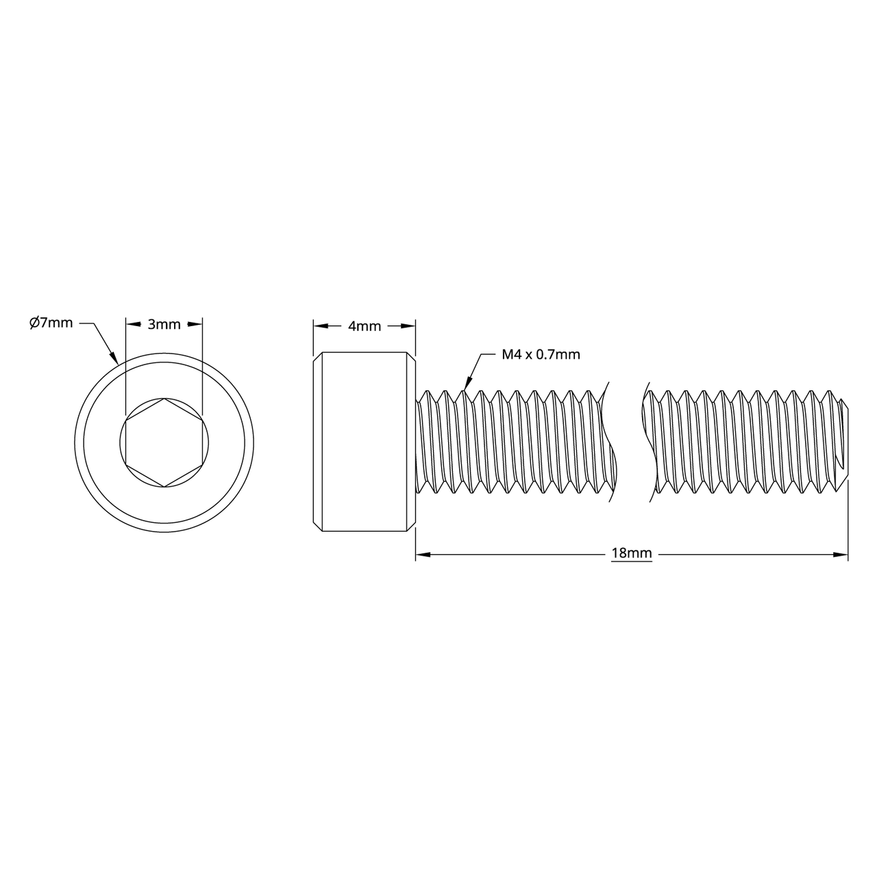 M4 x 0.7mm Zinc-Plated Socket Head Screw (18mm Length) - 25 Pack