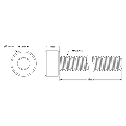 M4 x 0.7mm Zinc-Plated Socket Head Screw (18mm Length) - 25 Pack