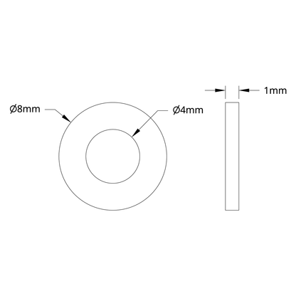 2801 Series Zinc Plated Steel Washer (4mm ID x 8mm OD) - 250 Pack