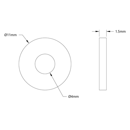 2801 Series Zinc-Plated Steel Washer (4mm ID x 11mm OD) - 25 Pack