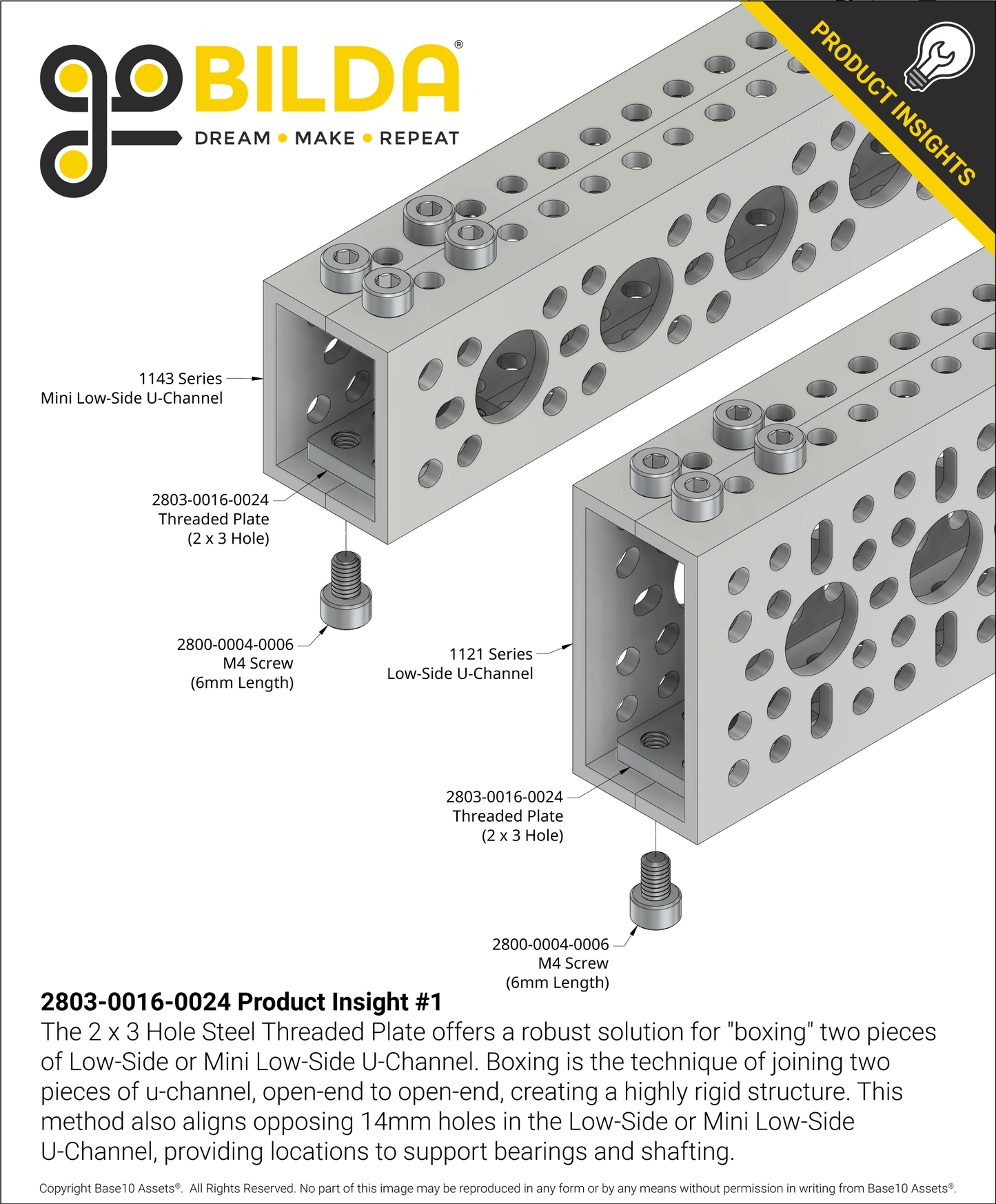 2 x 3 Hole Steel Threaded Plate (16mm x 24mm) - 2 Pack