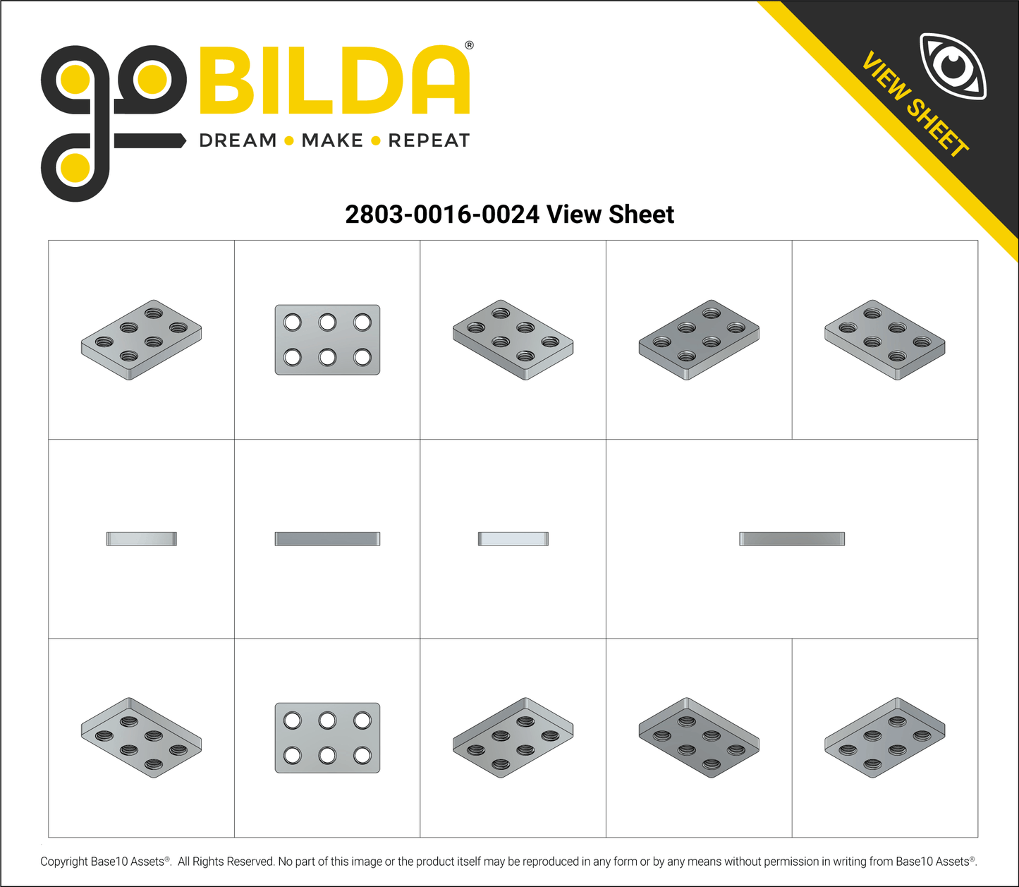 2 x 3 Hole Steel Threaded Plate (16mm x 24mm) - 2 Pack