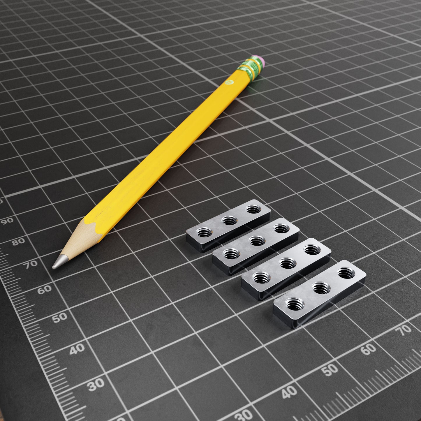 1 x 3 Hole Steel Threaded Plate (7mm x 23mm) - 4 Pack