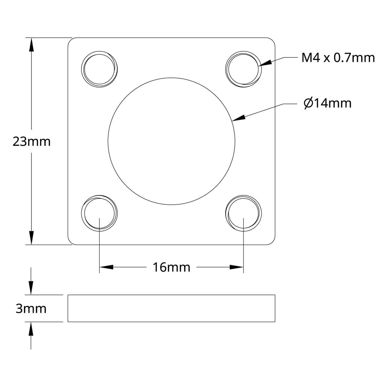 16mm Square Pattern Steel Threaded Plate - 2 Pack