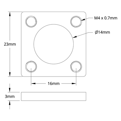 16mm Square Pattern Steel Threaded Plate - 2 Pack