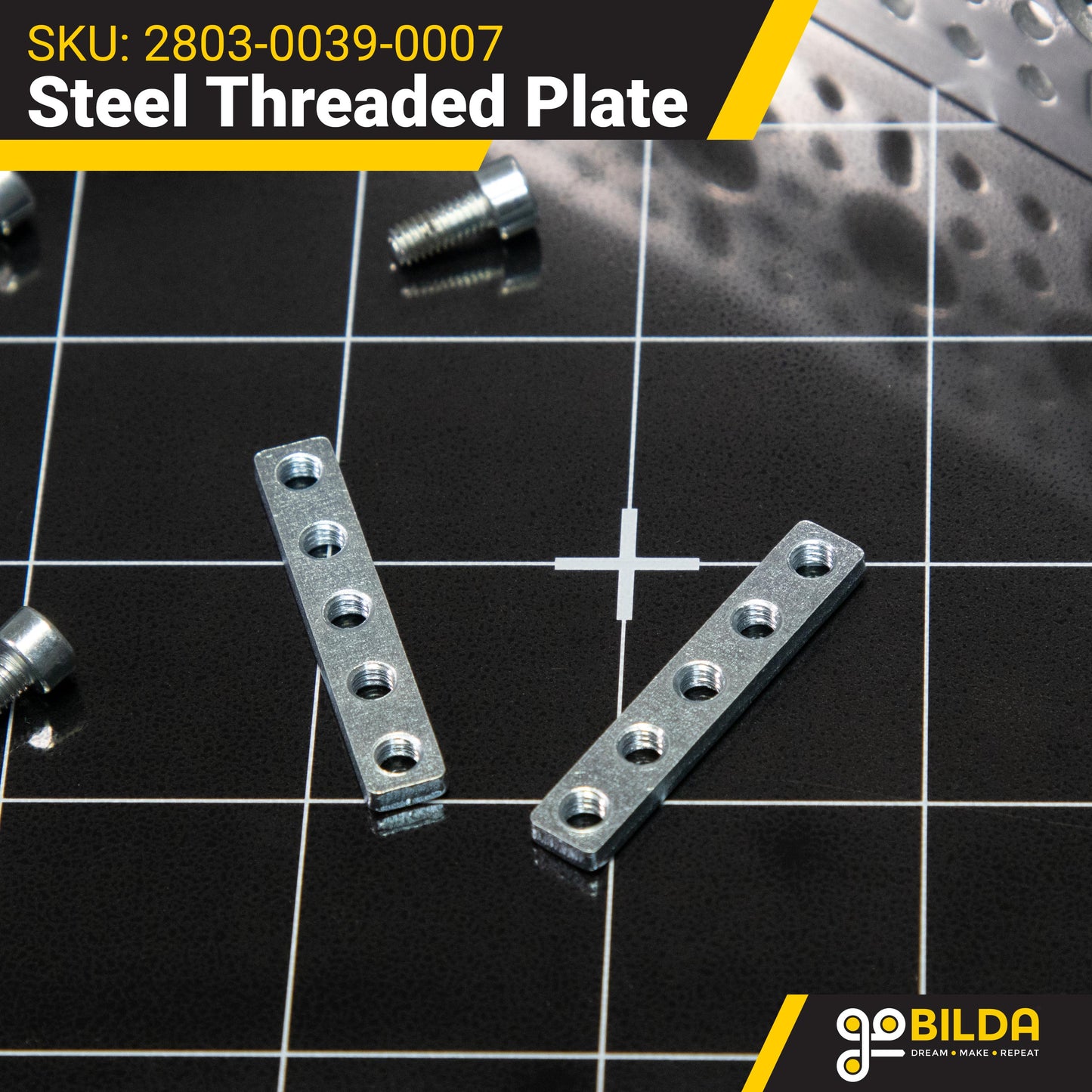 1 x 5 Steel Threaded Plate - 2 Pack