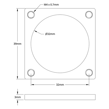 32mm Square Pattern Steel Threaded Plate - 2 Pack