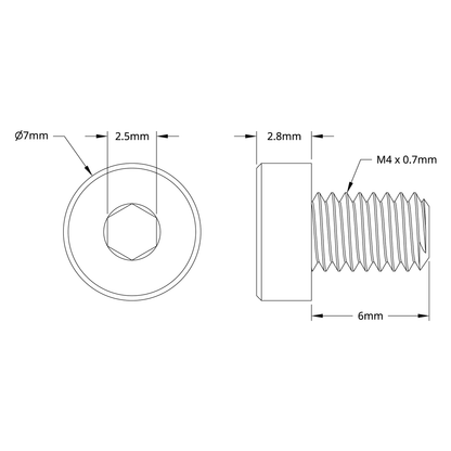 2804 Series Zinc-Plated Steel Low Profile Socket Head Screw (M4 x 0.7mm, 6mm Length) - 25 Pack