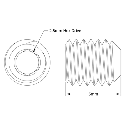 2806 Series Black Oxide Steel Cup-Point Set-Screw (M5 x 0.8mm, 6mm Length) - 25 Pack