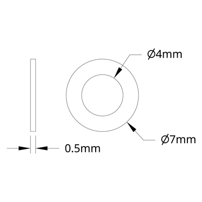 2807 Series Stainless Steel Shim (4mm ID x 7mm OD, 0.50mm Thickness) - 12 Pack